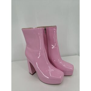 Liliana‎ ALPINE-2 CHUNKY STRETCHY DESIGNER HEEL BOOTIES Pink Size 10